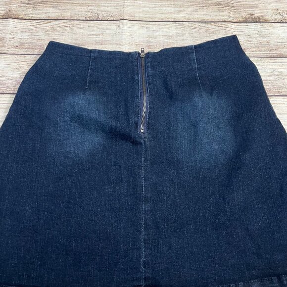 Copper Key Women's Medium Denim Mini Skirt Dark Wash Back Zip Casual A-Line - Picture 8 of 9